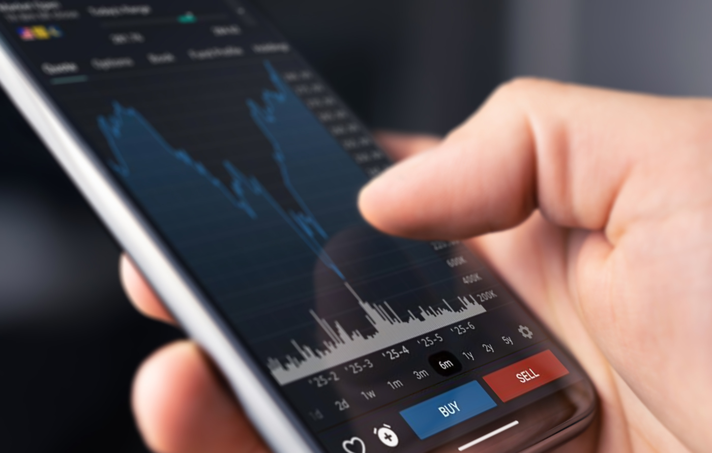 ETF trading screen on mobile device